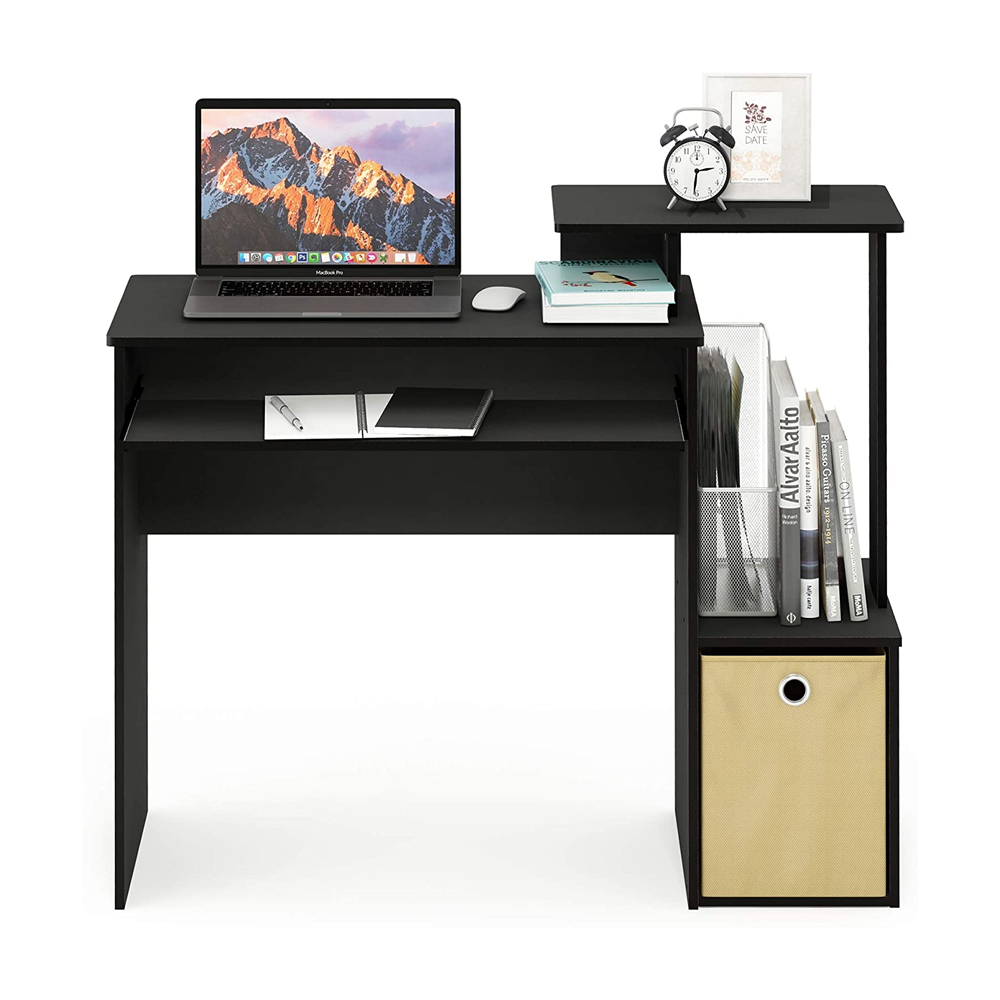 Furinno Econ Multipurpose Home Office Computer Writing Desk with Bin, Black, Keyboard Trays, CPU Storage, Drawer - image 5 of 9