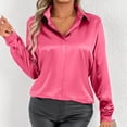thumbnail image 6 of Womens Summer Outfits, Women Blouses, Stylish Women's V Neck Satin Blouse Long Sleeve Casual Shirt for Everyday Spring Fall Elegant Basic Outfit, 6 of 9