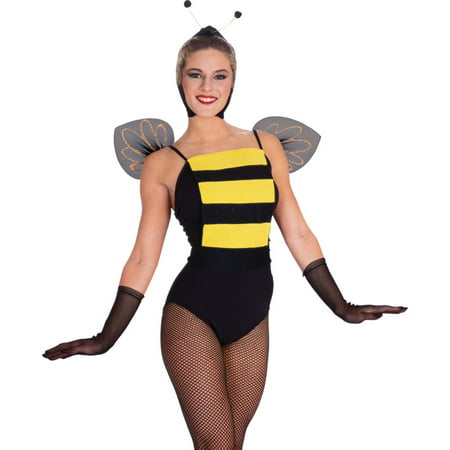 Morris Costumes Womens Bee Set Yellow and black striped felt tie-on cummerbund-style body, with sheer black wings trimmed with gold glitter Costumes, Style AB40