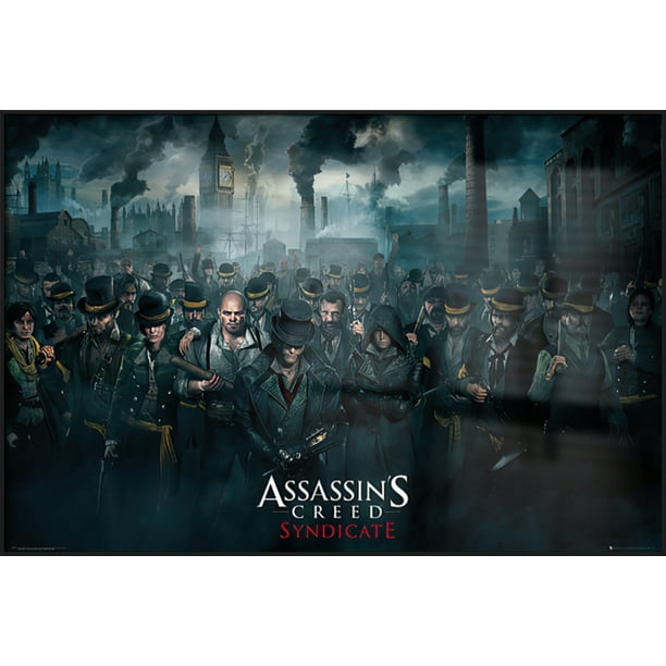 Assassin S Creed Syndicate Framed Gaming Poster Crowd Size 25 X 37 Black Aluminum Frame Walmart Com