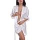 thumbnail image 2 of Bata de satén de seda imitada para mujer, bata de noche corta, fina, transpirable, elegante, para el hogar, color blanco, XL, 2 of 8