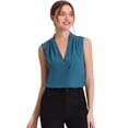 thumbnail image 1 of Blusa sin mangas con cuello en V de oficina para mujer Azul XS, 1 of 6