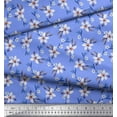 thumbnail image 2 of Soimoi Blue Poly Georgette Fabric Leaves & Periwinkle Floral Print Fabric by Yard 42 Inch Wide, 2 of 3