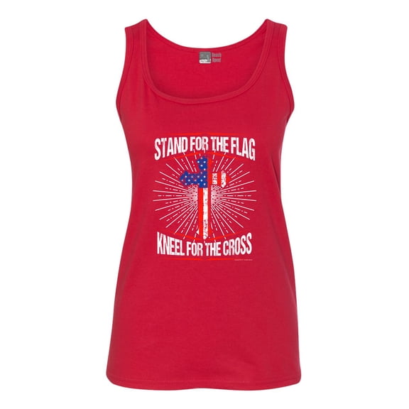 Ladies I Stand For Flag Kneel For Cross American Flag USA DT Tank Tops