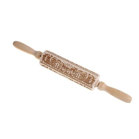 

SHUDAGENG Embossing Rolling Pin Wooden Engraved Embossed Printing Rolling Pin DIY Tool For Homemade Or Christmas Cookies