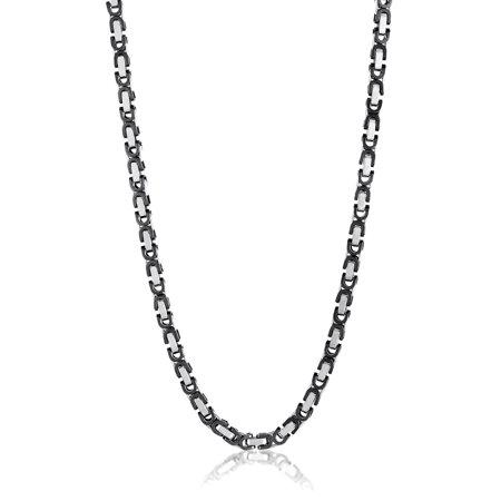 Invicta Jewelry Men s Byzantine Chain Black Two Tone Steel Necklace (8mm) – 26 Invicta Jewelry Men s Byzantine Chain Black Two Tone Steel Necklace (8mm) – 26