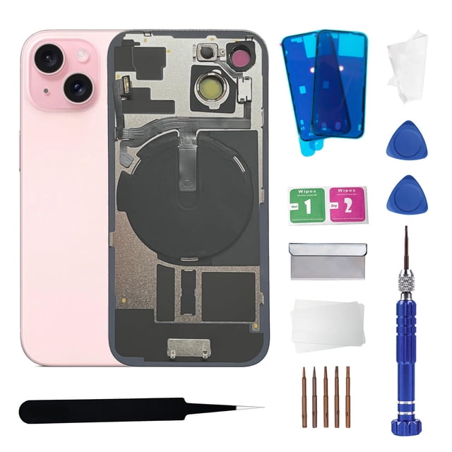 Reemplazo de cristal trasero ZNZHKR 15 para iPhone 15 rosa de 6.1 pulgadas