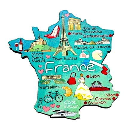 France Decowood Jumbo Wood Fridge Magnet 3.1" x 3.0"