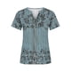 thumbnail image 4 of ICHUANYI ClearanceWomen's Fashion V-neck Print Casual Loose Short Sleeve Top Short Sleeve V-neck Top/Shirt(Sky Blue, M) ICHUANYI WER20232080501076, 4 of 5