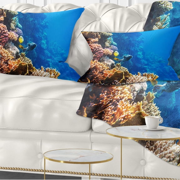 Designart 12" x 20" Red Polyester Throw Pillow