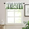 thumbnail image 3 of Green Forest Tree Valance Curtain Pine Coniferou Trees Forest Watercolor Style Rod Pocket Valance Window Treatments Short Curtains for Kitchen Farmhouse Decor 54x18inch, 3 of 6