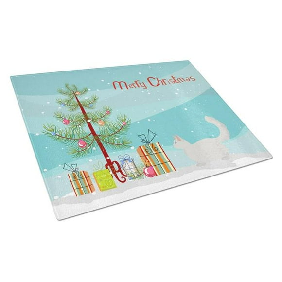 Carolines Treasures CK4657LCB Munchkin No.2 Cat Merry Christmas Glass Cutting Board - Large
