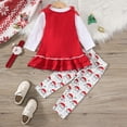 thumbnail image 4 of TEDOYE Toddler Kids Baby Girls Christmas Outfits Santa Print Tunic Long Sleeve Dress Shirt Pants Fall Winter Sets Birthday Wear, 18-24 Months, 4 of 8