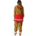 thumbnail image 5 of TBKOMH Christmas Onesie Hooded Pajama Plush Jumpsuit Candy Cane Print Costume Long Sleeve Full Body One Piece Loungewear for Adult Cozy Flannel Holiday Sleep Brown L, 5 of 5