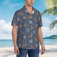 thumbnail image 6 of Uemuo Squirrel And Snowflakes Printed Regular Fit Short Sleeve Casual Hawaiian Shirt for Men,Aloha shirt,Tropical shirt,Floral print shirt,Vacation Beach shirt-Small, 6 of 9