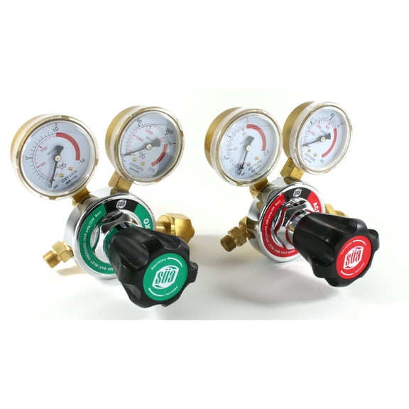 SÜA Oxygen and Acetylene 25HX Regulators Combo - Compatible with Harris