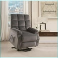 thumbnail image 3 of Recliners | Grey Velvet Power Lift Recliner with Massage & Heat | Wood+Fabric, 3 of 7
