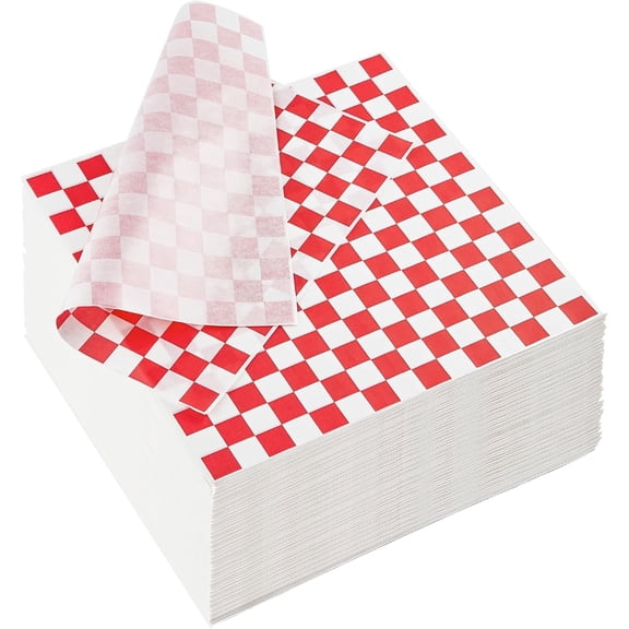 500 Sheets Red and White Checkered Deli Paper, 12 x 12 Inch Grease Resistant Food Basket Liners, Classic Wrapping Paper for Sandwiches, Hamburgers, Hot Dogs, Fast Food