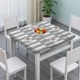 thumbnail image 3 of Grey and White Arrow Feather Pattern Square Fitted Tablecloth with Elastic Edge,Square Table Cover,Washable Elastic Table Cover for Home Kitchen Party Decor 34"x34", 3 of 6