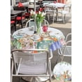 thumbnail image 4 of Outdoor Tablecloth with Umbrella Hole and Zipper, Spring Easter Round Table Cloth 60 Inch Waterproof Tablecloth, Rabbit Eggs Eucalyptus Leaf Floral Butterfly Picnic Table Cover for Patio Camping, 4 of 7