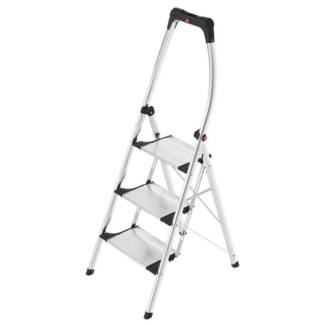 Hailo Folding Step Stool, Step Ladder with Tray, K100, Silver