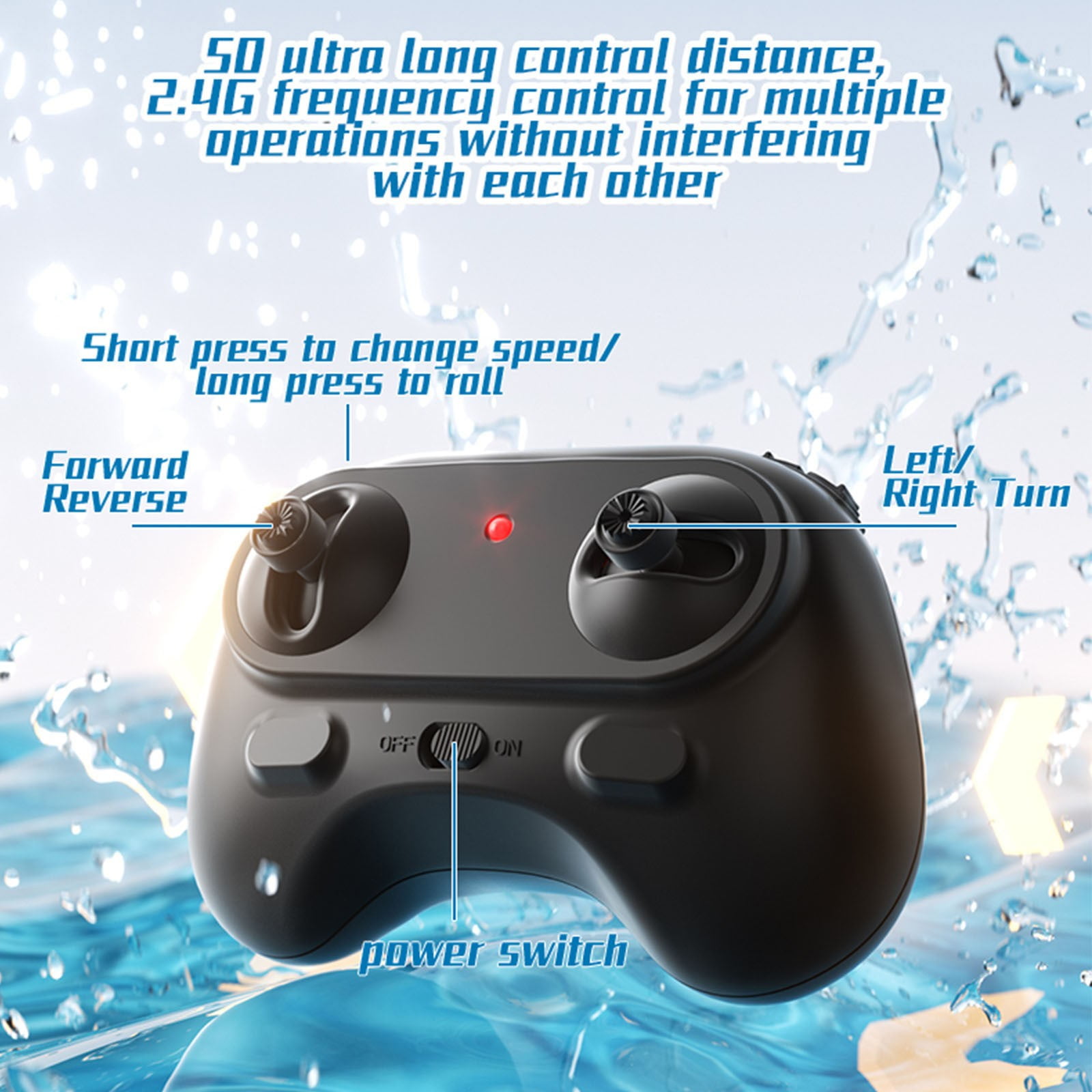 SPOORYYO Stunt Remote Control Speedboat with Double Motor, Self-Righting RC Boat with Water Sensing Charging and 2.4G Remote