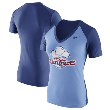 Nike Texas Shirt - Texas Rangers Nike Women's Cooperstown Collection Throwback Logo V-Neck T-Shirt - Light Blue