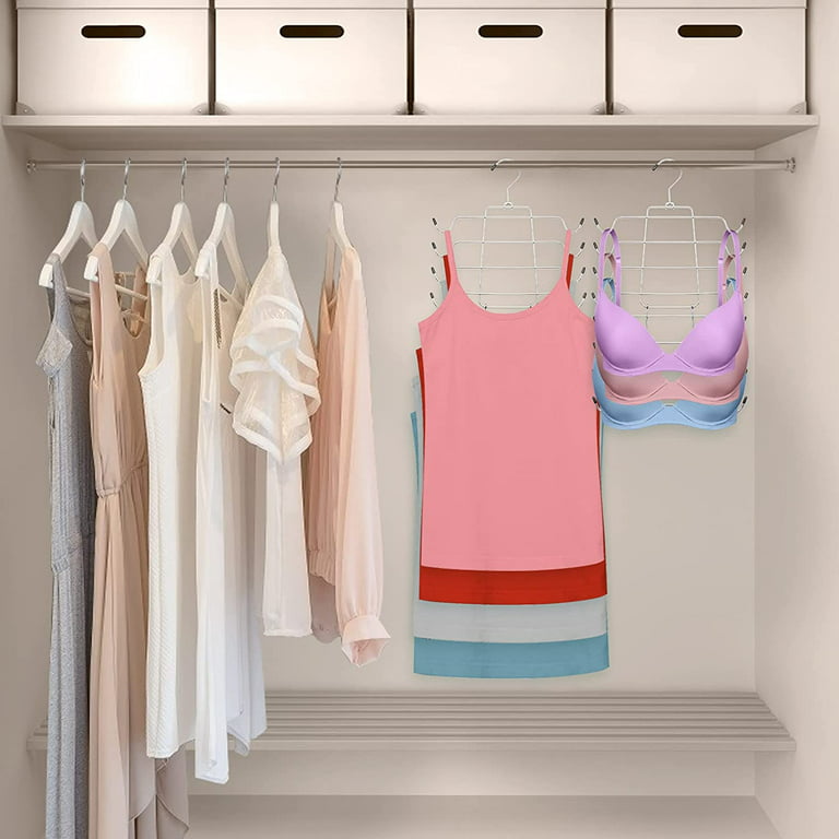 Using pant hangers to hang bras.  Bra storage, Clothes closet  organization, Bedroom organization closet