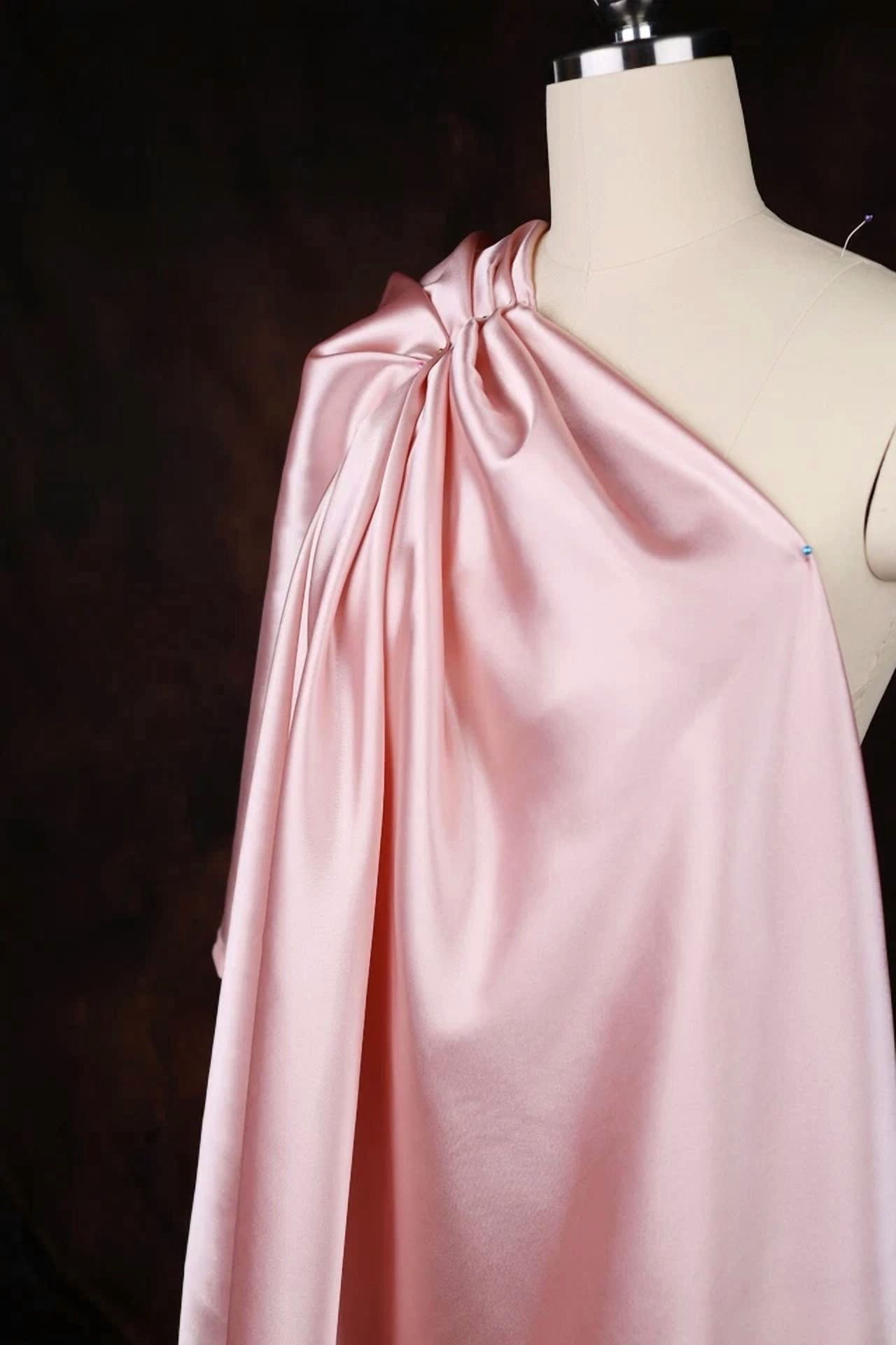 BUTTERFLY- Dark Pink Satin Charmeuse Fabric By The Yard 162