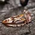 thumbnail image 5 of 11x9mm Oval Cut 5.75 Carat Morganite 10k Rose Gold Wedding Set Diamond Moissanite Bridal Ring Split Shank Art Deco Stacking Matching Band, 5 of 6