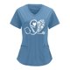 thumbnail image 1 of Monos de color sólido con cuello en V para mujer, camisetas de uniforme de trabajo de manga corta con estampado de posicionamiento parcial Pompotops  hkajfhjk472371, 1 of 6