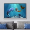 thumbnail image 2 of wall26 Framed Canvas Print Wall Art 3D Dolphin and Mermaid Under The Sea Fantasy &amp; Sci-Fi Ocean Digital Art Modern Art Nautical Scenic Colorful Ultra for Living Room, Bedroom, Office - 24"x3, 2 of 5