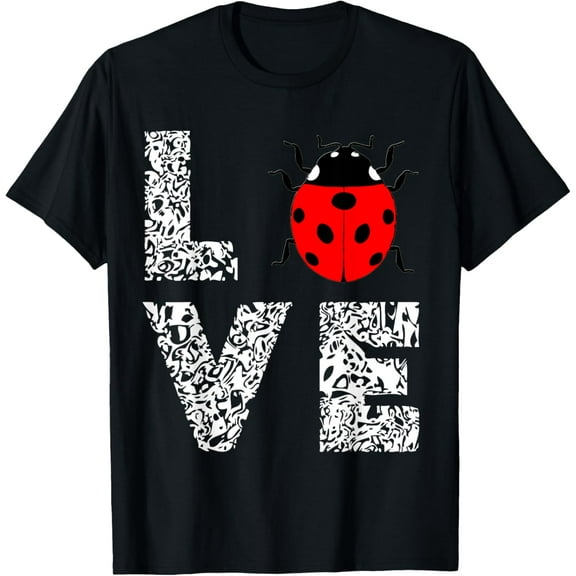 Ladybugs Love Insects Bugs Entomology Sweet T-ShirtMen's and women's gift, black and white T-shirt, size: Extra large S-4XL