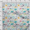thumbnail image 3 of oneOone Rayon White Fabric Ocean Life Craft Projects Decor Fabric Printed By The Yard 56 Inch Wide, 3 of 5