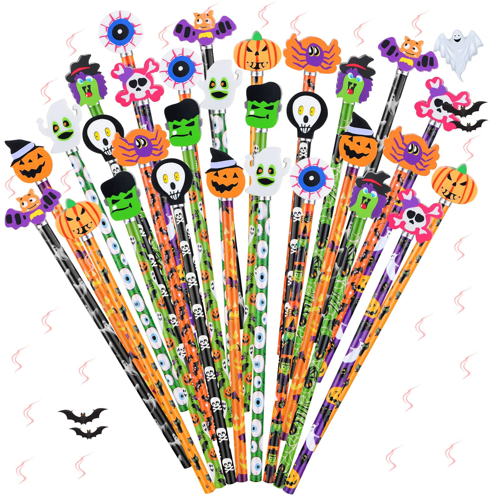 30 Pcs Halloween Scented Pencils with Topper Erasers Assortment
