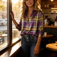 thumbnail image 7 of Asxite Womens Summer Tops Casual Fashion Print Lapel Collar Button Down Breathable Long Sleeve Shirts, 7 of 7