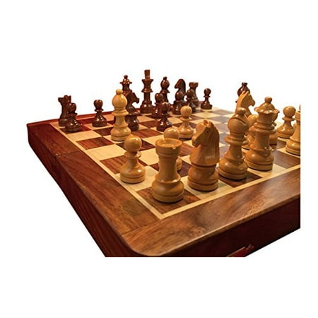 ChessCentral's Magnetic Travel Golden Rosewood Chess Set with Chess Piece