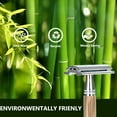 thumbnail image 2 of Long Bamboo Handle Safety Men Shaving Beard Razor Portable Travel Edged Shaver, 2 of 9