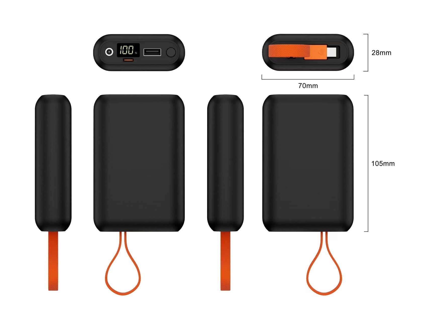 Shine Future 20000 mAh Portable Power Pack Built-In  Type-C Cable