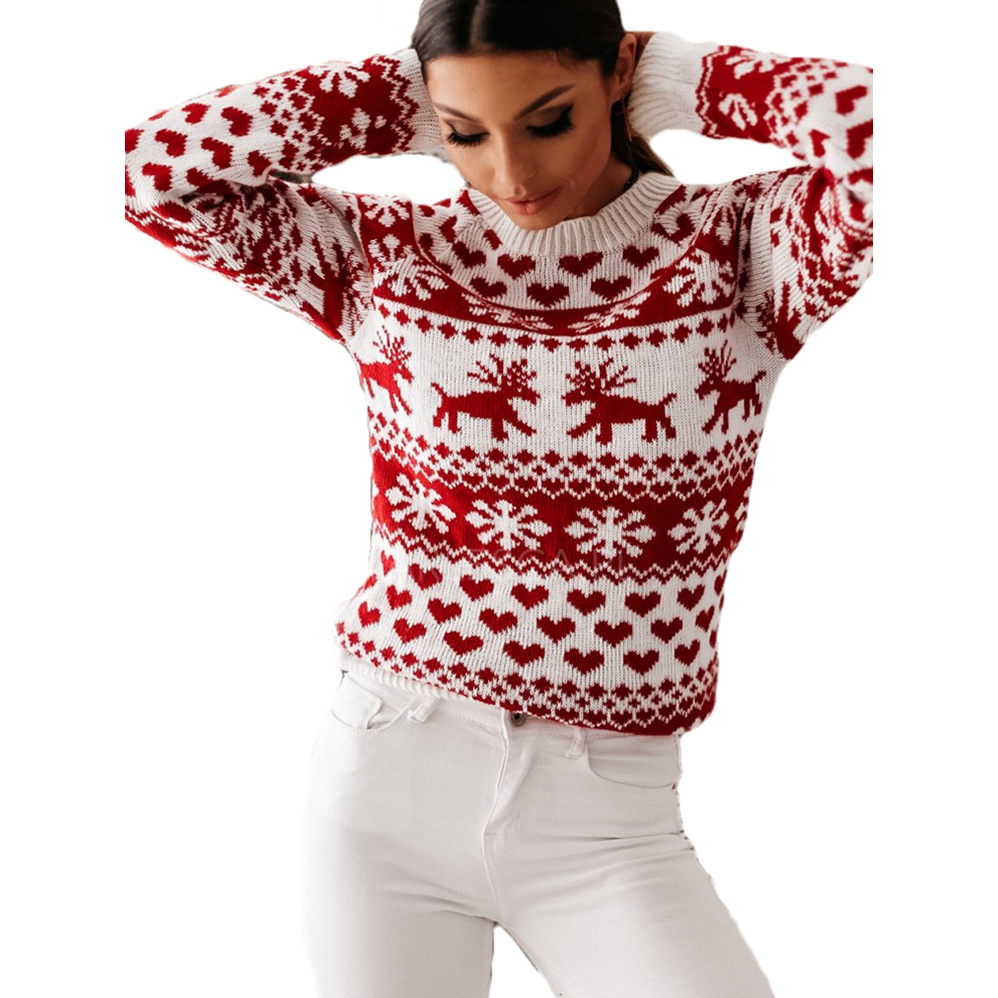 Musuos Women Ugly Christmas Sweater Plus Size Holiday Juniors Pullovers  Snowflake Xmas Tunic Knit - Walmart.com