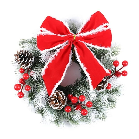 BOPORO Christmas Wreath,13" Christmas Garland for Front Door, Artificial Hanging Window Christmas Wreath with Bow for Christmas Party Ornaments Outdoor and Indoor, Red and Green