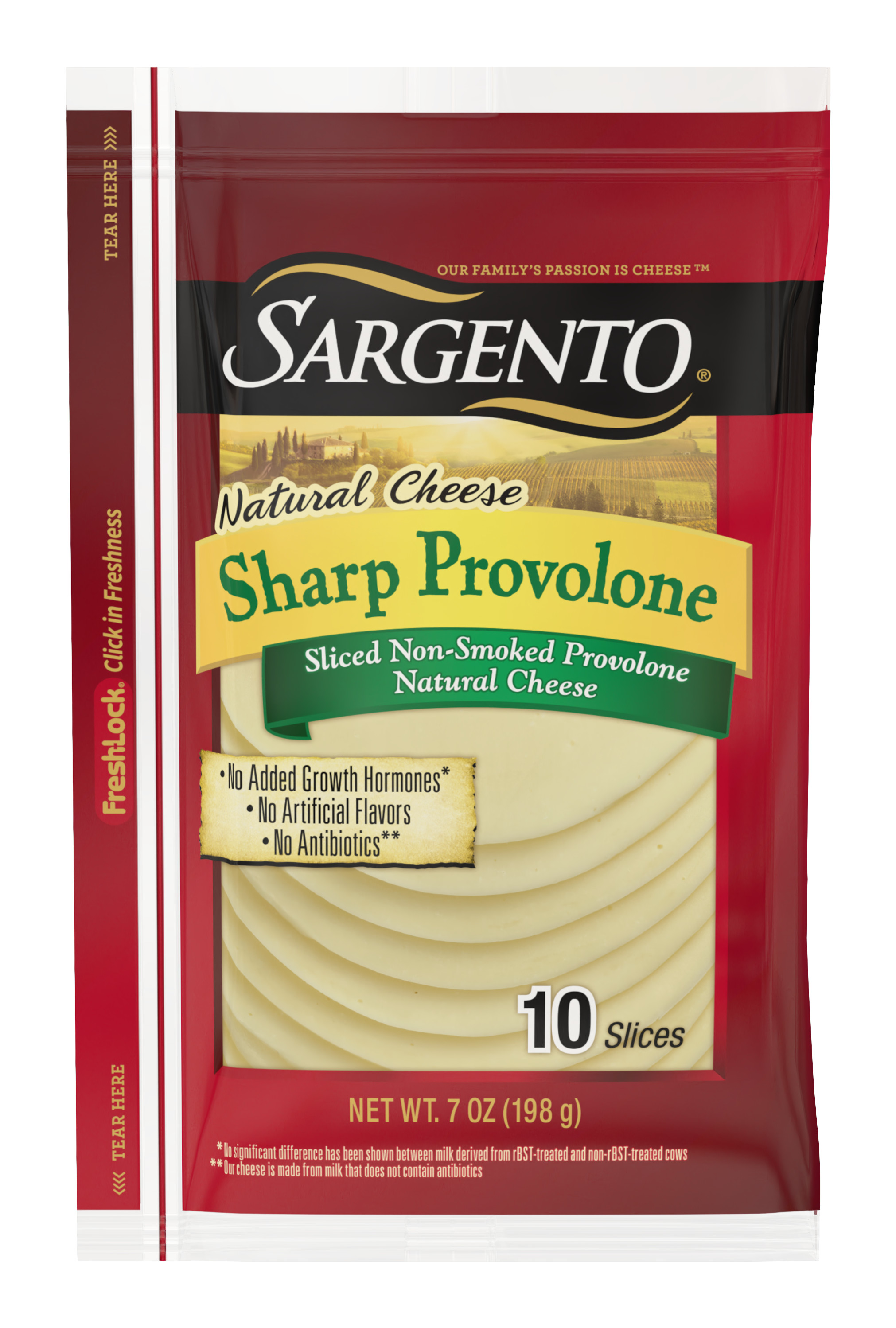 Sargento® Sliced Sharp NonSmoked Provolone Natural Cheese, 10 slices