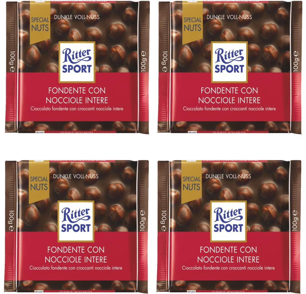 Ritter Sport , Darkc Chocolate with Whole Hazelnuts, 3.5 oz of Each , Pack of 4