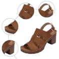 thumbnail image 4 of Rokment Women's Platform Gladiator High Heels Dressy Sandals for Woman 2026 Summer Fashionable Leather Casual Fish Mouth Peep Toe Chunky Block Heeled Slingback Dress Pumps Ladies E Size 7.5, 4 of 6