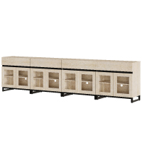 Modern Sideboard Buffet Cabinet with Glass Doors and Adjustable Shelf Coffee Bar Storage Cabinet for Living Room Kitchen,Beige