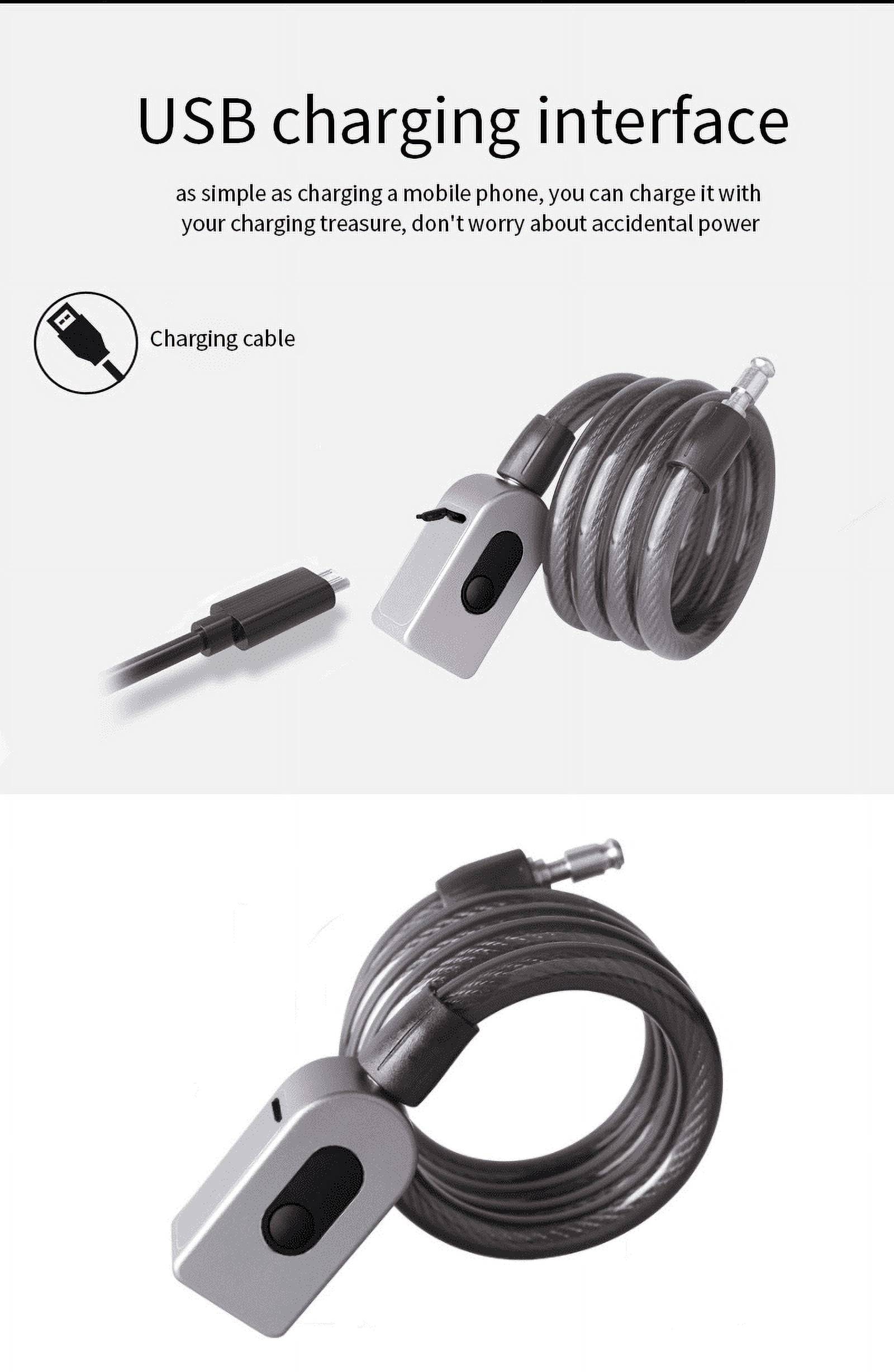 AI Home Tech Fingerprint Anti Theft Keyless Waterproof Cable Bike Lock with USB Charge