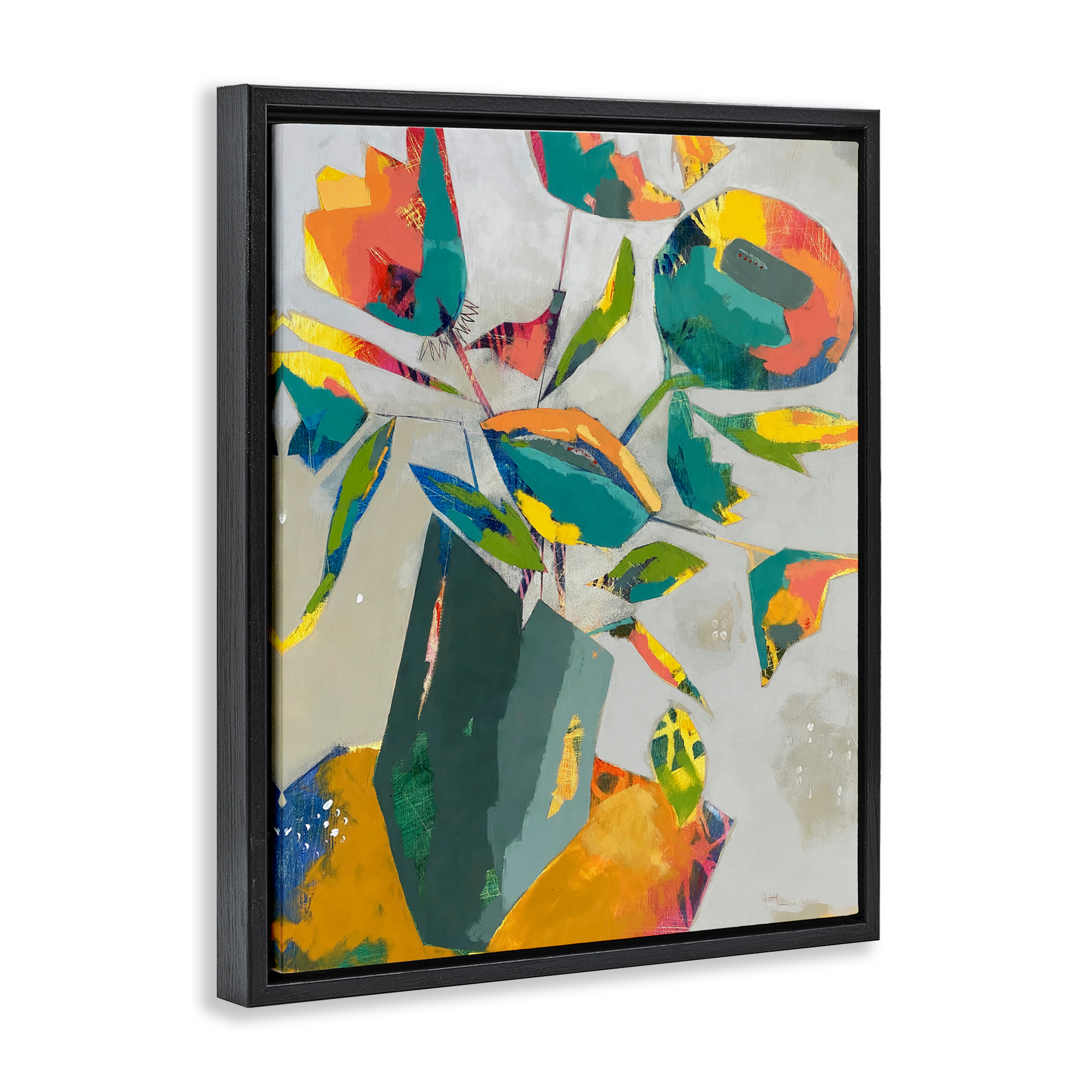 Mischief & Merrymaking Abstraction Black Framed Floater Canvas Wall Art, design by Dianna Fritzler