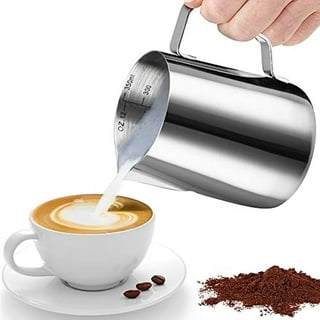  Agatige Milk Frother Cup, Stainless Steel Milk Frothing Pitcher  21oz/600ml Espresso Milk Steaming Pitcher Cappuccino Coffee Machine  Accessories Milk Jug Cup for Cappuccino, Latte Art, Gold: Home & Kitchen