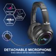 thumbnail image 6 of Wireless Gaming Headset,2.4G/Bluetooth Gaming Headphones w/Detachable Noise Cancelling Mic,Stereo Surround RGB Noise Cancelling Over Ear Headphones,3.5mm Wired for PS4 PS5 Xbox PC,Black,FCC Approved, 6 of 7