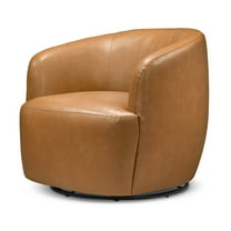 Fisher 32" W Vegan Leather Upholstered Swivel Barrel Chair in Tan